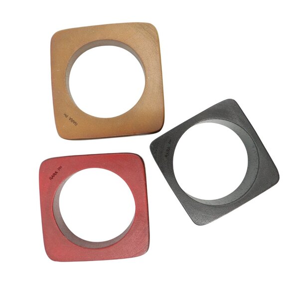 New Rara Avis by Iris Apfel Set of 3 Colored Square Bangle Bracelets S/M - Picture 3 of 5